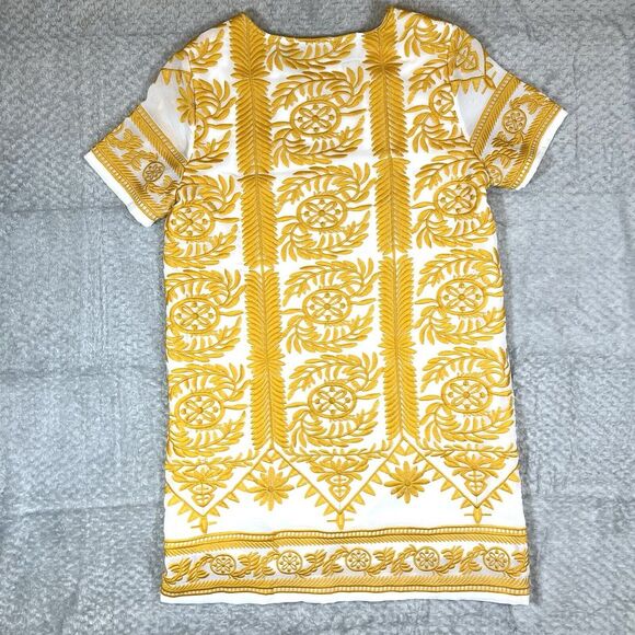 All:Row Dress Womens Large Yellow Embroidered Short Sleeve Mini - Picture 7 of 15